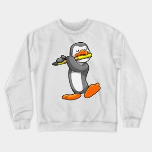 Penguin at Music with Flute Crewneck Sweatshirt